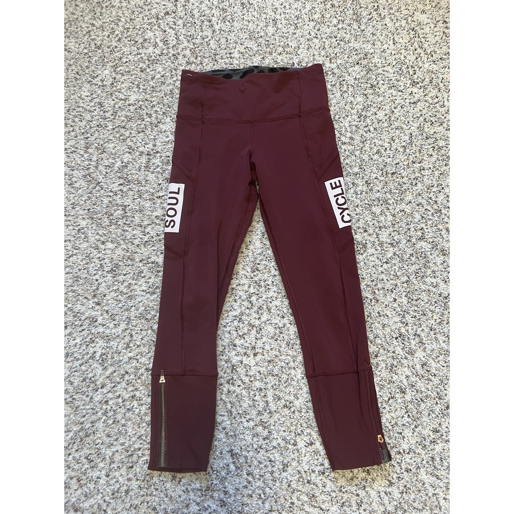Lululemon New Jogger Crop  Burgundy Sz 4 Stash & Hip Pockets Zip Bottoms 24" Ins